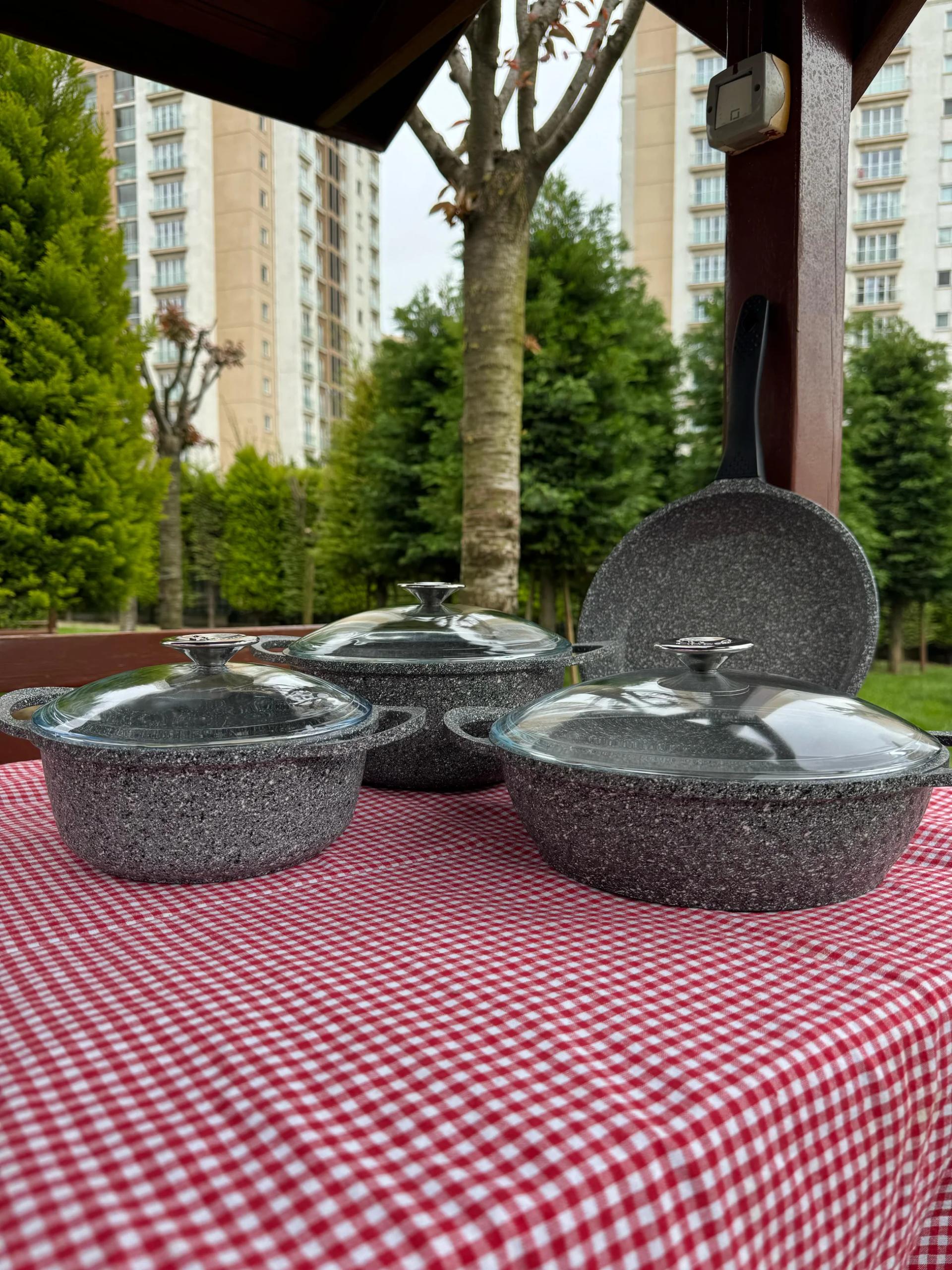 Taç 7 Parça Granit Döküm Tencere Seti